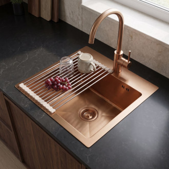 Rea Leo 40 Brush Copper Ocelový dřez se sadou příslušenství 3 ks KPL-06136