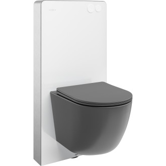 Mexen WC sada k omítce, pneumatický rám Tex Air G s mísou Lena a sedátkem s tlumeným dovíráním, světle šedá matná