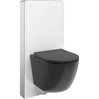 Mexen WC sada k montáži na povrch, pneumatický rám Tex Air G s mísou Lena a sedátkem s tlumeným dovíráním, matná černá - 615030221085A-20