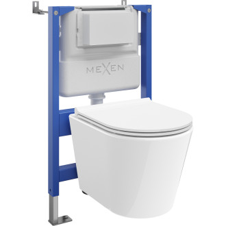 Podomítková toaleta Mexen Tex Air XS-F s pneumatickým rámem a mísou Rico a sedátkem s tlumeným dovíráním, bílá - 610830724000A