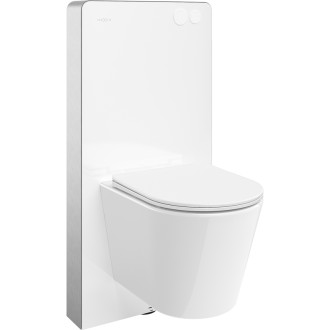 Mexen WC sada k omítce, pneumatický rám Tex Air G s mísou Rico Tornado a sedátkem s tlumeným dovíráním, bílá