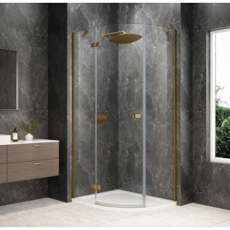 GLOBE GOLD MATT čtvrtkruhový sprchový kout 900x800mm, čiré sklo, levé GB2980LG