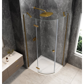GLOBE GOLD MATT čtvrtkruhový sprchový kout 900x800mm, čiré sklo, levé GB2980LG