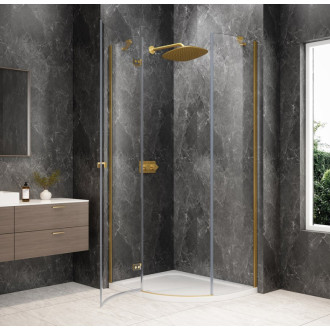 GLOBE GOLD MATT čtvrtkruhový sprchový kout 900x800mm, čiré sklo, levé GB2980LG