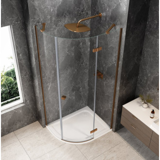 GLOBE COPPER MATT čtvrtkruhový sprchový kout 900x800mm, čiré sklo, pravé GB2980RPG