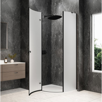 GLOBE BLACK čtvrtkruhový sprchový kout 900x800mm, matné sklo, levé GB2980MLB