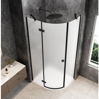 GLOBE BLACK čtvrtkruhový sprchový kout 900x800mm, matné sklo, levé GB2980MLB