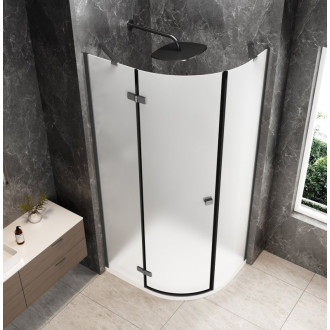 GLOBE GUN METAL čtvrtkruhový sprchový kout 900x800mm, matné sklo, levé GB2980MLGM