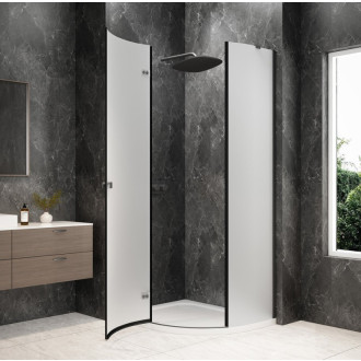 GLOBE GUN METAL čtvrtkruhový sprchový kout 900x800mm, matné sklo, levé GB2980MLGM