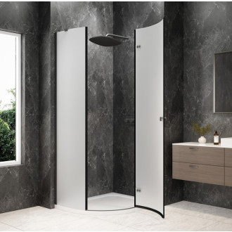 GLOBE GUN METAL čtvrtkruhový sprchový kout 900x800mm, matné sklo, pravé GB2980MRGM