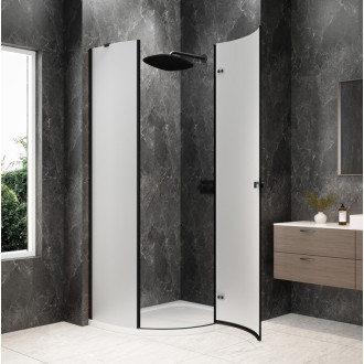 GLOBE BLACK čtvrtkruhový sprchový kout 1000x800mm, matné sklo, pravé GB2180MRB