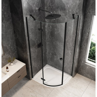 GLOBE BLACK čtvrtkruhový sprchový kout 1000x900mm, čiré sklo, levé GB2190LB