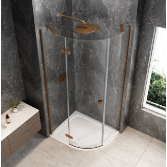 GLOBE COPPER MATT čtvrtkruhový sprchový kout 1000x900mm, čiré sklo, levé GB2190LPG