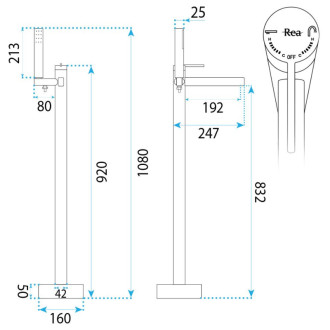Rea Grace Brush Copper Volně stojící baterie REA-B2237