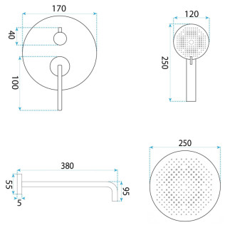 Rea Grace Brush Nickel + BOX Podomítková sprchová sada REA-P4404
