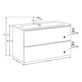 Comad SET-SOG 100CM FLY NB Nábytková sestava 100 cm s umyvadlem a baterií