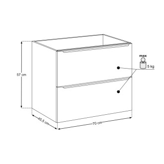 Comad SOMBRA GREEN 82-70-46-2S Skříňka pod umyvadlo 70 cm 2 zásuvky