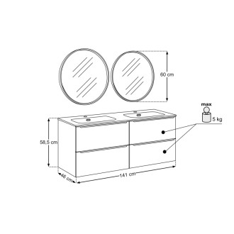 Comad SET-SOG 140CM FLY LU Nábytková sestava 140 cm s umyvadlem a LED zrcadlem