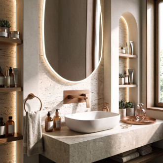 Rea Joe Brush Copper PREMIUM Podomítková vanová baterie REA-B4509