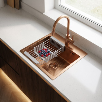 Rea Leo 40 Brush Copper Ocelový dřez se sadou příslušenství 3 ks KPL-06137