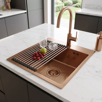 Rea Leo 40 Brush Copper Ocelový dřez se sadou příslušenství 3 ks KPL-06137