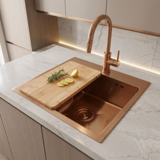 Rea Leo 40 Brush Copper Ocelový dřez se sadou příslušenství 3 ks KPL-06137