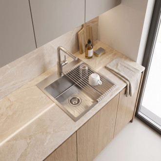 Rea Leo 40 Brush Nickel Ocelový dřez se sadou příslušenství 3 ks KPL-06039
