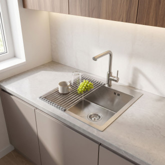 Rea Leo 40 Brush Nickel Ocelový dřez se sadou příslušenství 3 ks KPL-06040