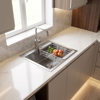 Rea Leo 40 Brush Nickel Ocelový dřez se sadou příslušenství 3 ks KPL-06040