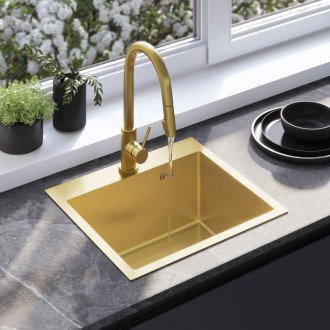 Rea Leo 50 Brush Gold Ocelový dřez se sadou příslušenství 3 ks KPL-06047