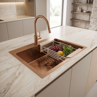 Rea Leo 50 Brush Copper Ocelový dřez se sadou příslušenství 3 ks KPL-06042