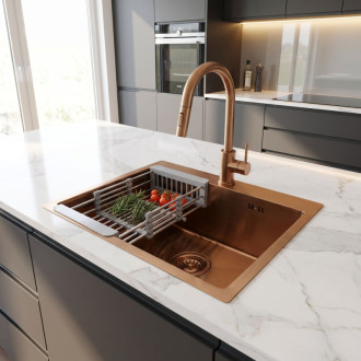 Rea Leo 50 Brush Copper Ocelový dřez se sadou příslušenství 3 ks KPL-06042