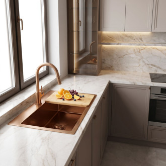 Rea Leo 50 Brush Copper Ocelový dřez se sadou příslušenství 3 ks KPL-06042