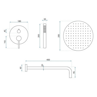 Rea Argon Nickel Brush + BOX Podomítkový sprchový set REA-P4413