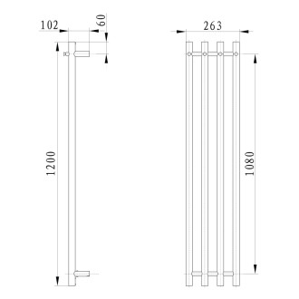 PAPINADO elektrický sušák ručníků 263x1200mm, 85 W, zlatá mat ER750GB