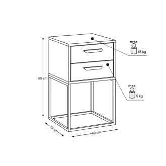 Comad NAVELLO WHITE 61-40-2S Noční stolek 40 cm 2 zásuvky