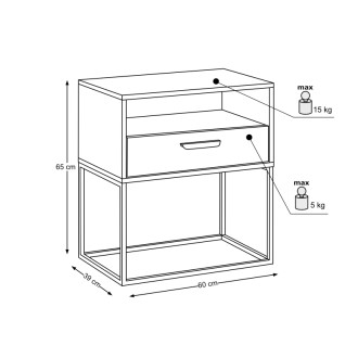 Comad NAVELLO WHITE 61-60-1S1O Noční stolek 60 cm 1 zásuvka