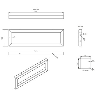 Podpěrná konzole 490x150x30 mm, nerez mat, 1 ks 30384