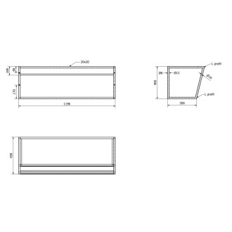 SKA konzole s policí 1200x400x460mm, černá mat SKA104