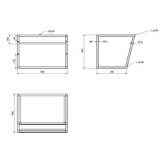 SKA konzole s policí 600x400x460mm, bílá mat SKA111