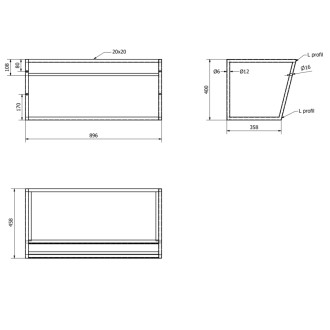 SKA konzole s policí 900x400x460mm, bílá mat SKA113