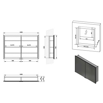 INTEGRA zápustná galerka s LED osvětlením, 105x70cm IN105