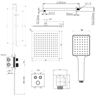 SMART SELECT podomítkový sprchový set s termostati baterií, držák sprchy, chrom RP042-02