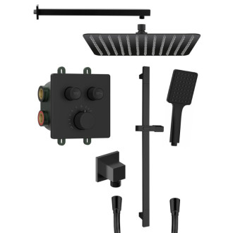 SMART SELECT podomítkový sprchový set s termost baterií, držák sprchy, černá mat RP042B-02
