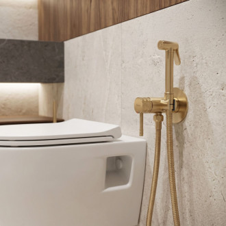 Rea Podomítková bidetová baterie Rea Lungo Loop Diamond Brush Gold REA-B3330