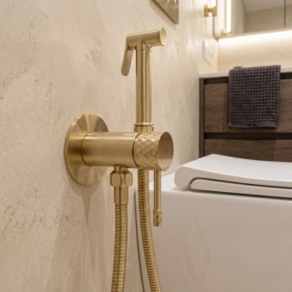 Rea Podomítková bidetová baterie Rea Lungo Loop Diamond Brush Gold REA-B3330