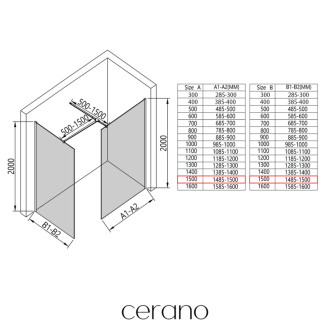 CERANO - Sprchová zástena Walk-in Onyx T L/P - 8 mm - hranatá vzpera - matná čierna, bronzové sklo - 150x150x200 cm