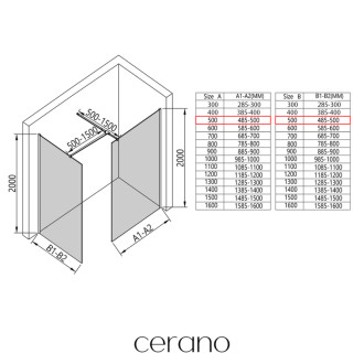 CERANO - Sprchová zástena Walk-in Onyx T L/P - 8 mm - hranatá vzpera - matná čierna, bronzové sklo - 50x50x200 cm