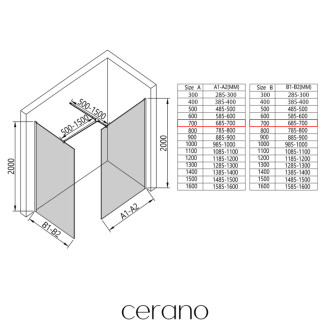 CERANO - Sprchová zástena Walk-in Onyx T L/P - 8 mm - hranatá vzpera - čierna matná, bronzové sklo - 70x70x200 cm