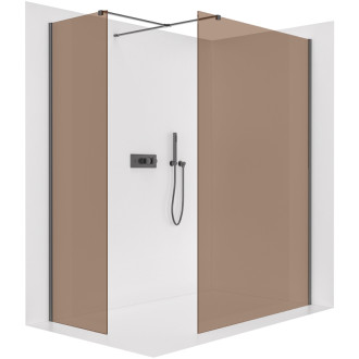 CERANO - Sprchová zástena Walk-in Onyx T L/P - 8 mm - hranatá vzpera - matná čierna, bronzové sklo - 100x60x200 cm